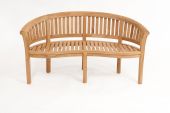 Teak Banana Bench Round Back Rail