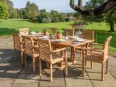 Geneva 8 Seater Teak Garden Patio Dining Table Furniture Set