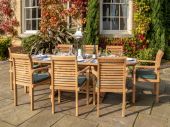 Syracruse 6 Seater Teak Garden Patio Dining Table Furniture Set