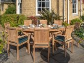 Sunburst 8 Seater Teak Garden Patio Dining Table Furniture Set