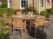 Sunburst 6 Seater Teak Garden Patio Dining Table Furniture Set