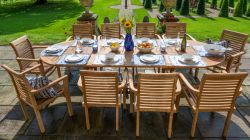 Antibes 10 Seater Teak Garden Dining Table Furniture Set