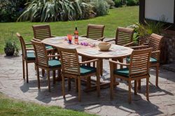 Monte Carlo 8 Seater Teak Garden Patio Dining Table Furniture Set