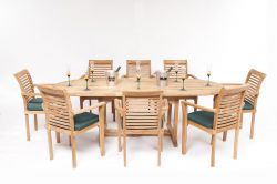 Monte Carlo 8 Seater Teak Garden Patio Dining Table Furniture Set