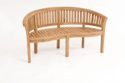 Teak Banana Bench Round Back Rail