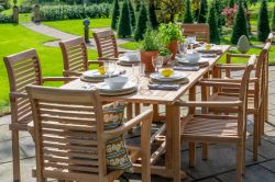 Geneva 8 Seater Teak Garden Patio Dining Table Furniture Set