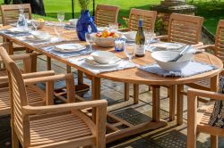 Antibes 10 Seater Teak Garden Dining Table Furniture Set