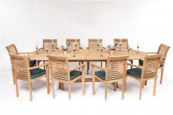 Antibes 10 Seater Teak Garden Dining Table Furniture Set