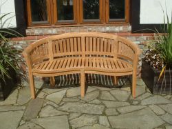 Teak Banana Bench Round Back Rail