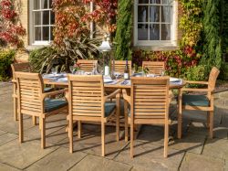 Syracruse 6 Seater Teak Garden Patio Dining Table Furniture Set