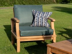 Deep Seating Teak Garden Sofa Set Coffee Table Love Bench & 2 Chairs With CREAM CUSHIONS