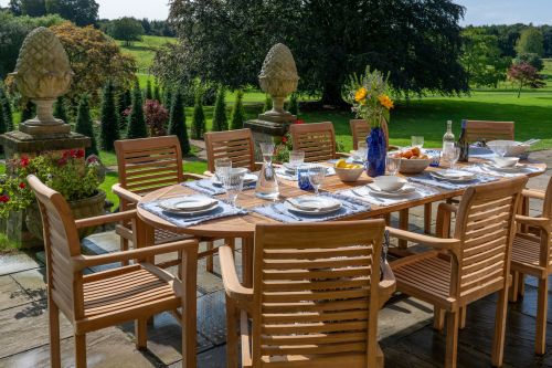 Antibes 10 Seater Teak Garden Dining Table Furniture Set